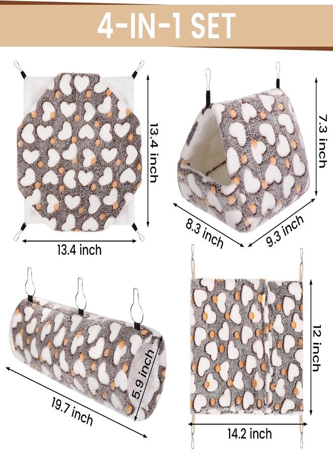 MCEAST 4 Pieces Small Pets Cage Accessories Hanging Hammock Sleeping Bag Tunnel and Bed Hideout Set Warm Sleep Nap Sack Bed for Hamster Ferret Squirrel Rabbit - Image 2